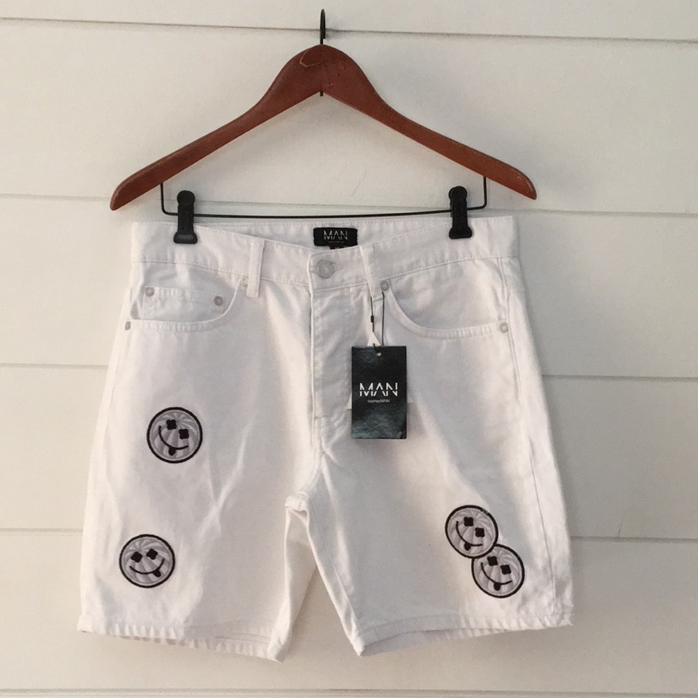 Boohoo Man Slim Rigid Face Denim Shorts